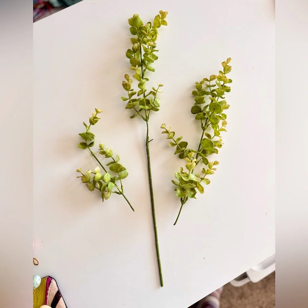 LIFELIKE Eucalyptus Floral Picks Pale Light Green Set of 3 Stems